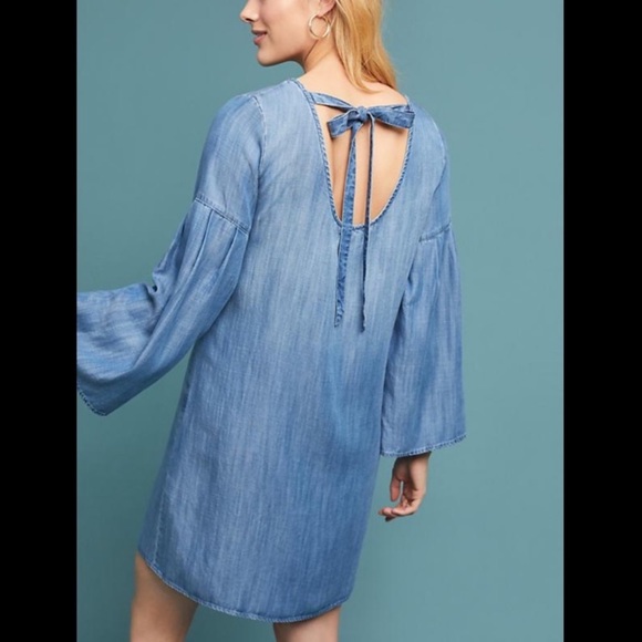 Anthropologie Cloth & Stone Chambray Dress, PM - Picture 2 of 8